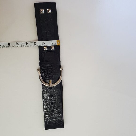 White House Black Market Women's Belt Silver Stud Elastic Size Small - Picture 6 of 8